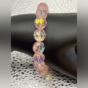 Bracelet - pink glass AB beads - stretch
